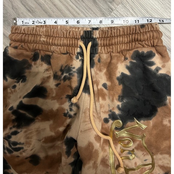 Von Dutch Tie Dye Sweatpants Mens Size S Gold Logo luxury Loungewear rare black - Picture 6 of 8